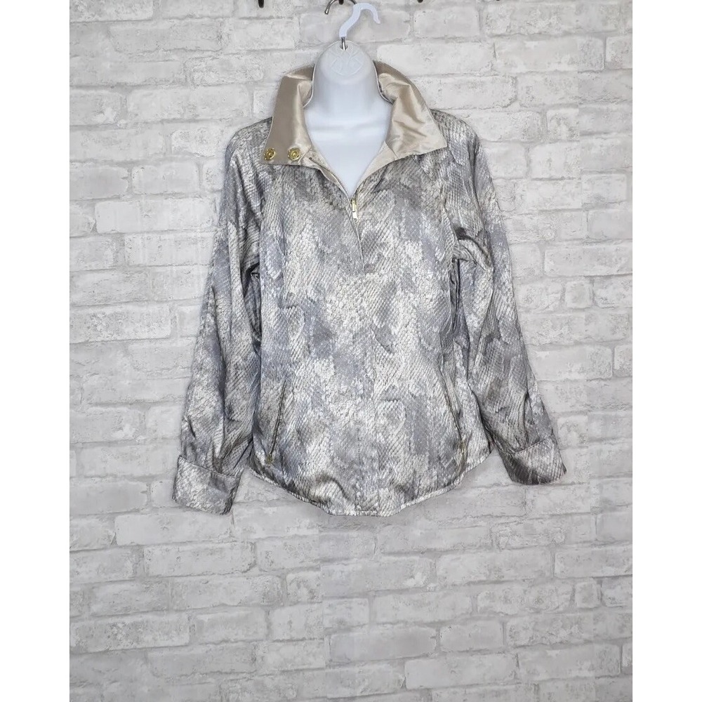 Chico's Zenergy Snakeskin Full‎ Zip Reversible Jacket Shinny Size 0 Small / 4